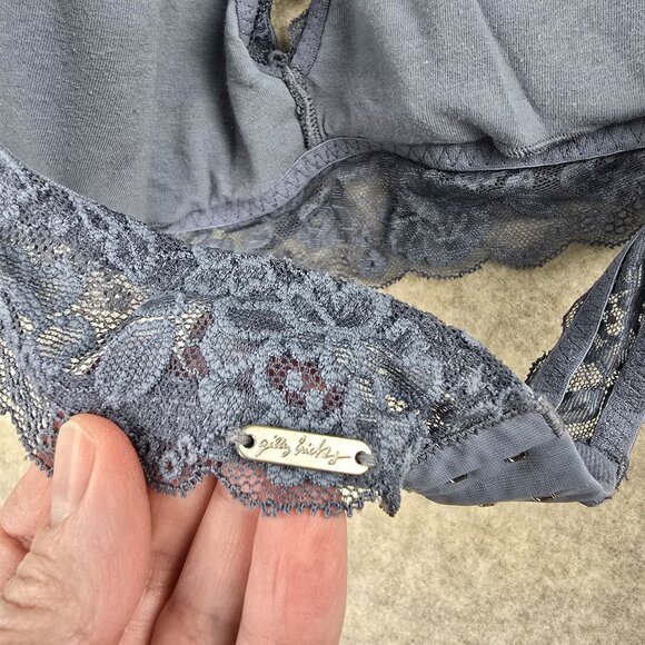 Gilly Hicks Lace Halter Bralette Gray Floral Lined Stretch - Picture 3 of 4